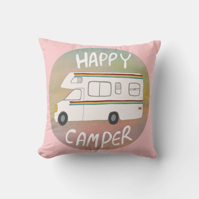 Coussin Happy Camper Rainbow RV Sunset Motorhome RV (Recto)