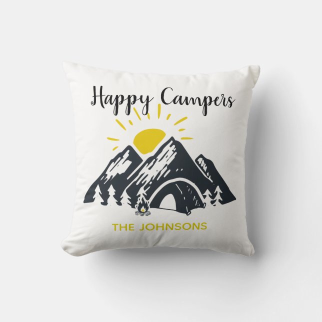 Coussin Happy Campers camping personnalisé RVing (Recto)