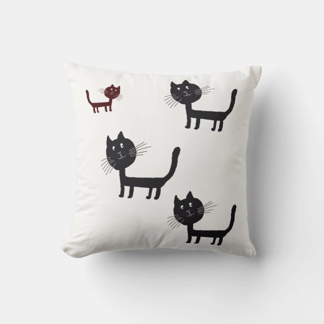 Coussin Happy Cats Lithography Throw Cushion (Recto)