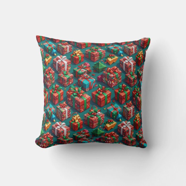 Coussin Happy Christmas wrapped gifts 10 - Throw Pillow (Recto)