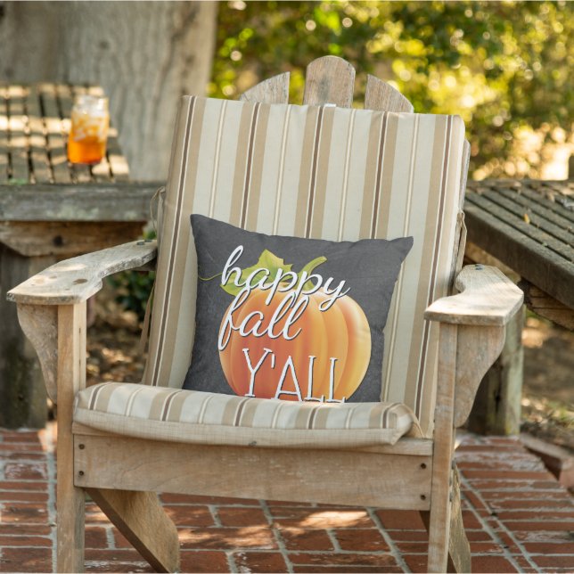 Coussin Happy Fall Yall Citrouille Sur Chalkboard (Chaise)