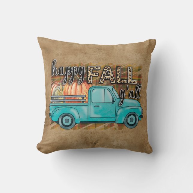 Coussin Happy Fall Y'all Pumkin Farm Throw Pillow (Recto)