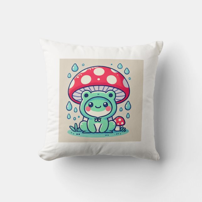 Coussin Happy Frog & Umbrella 🐸 ☔ (Recto)
