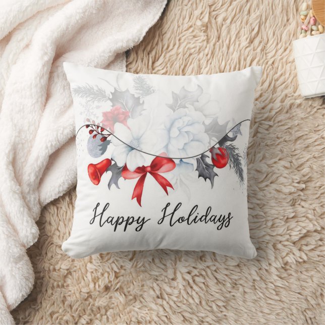 Coussin Happy Holidays Christmas Garland Modern  (Couverture)