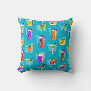Coussin Happy Hour Retro Hawaiian Tropical Boissons