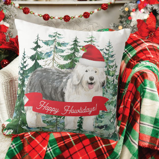 Coussin Happy Howlidays Old English Sheepdog