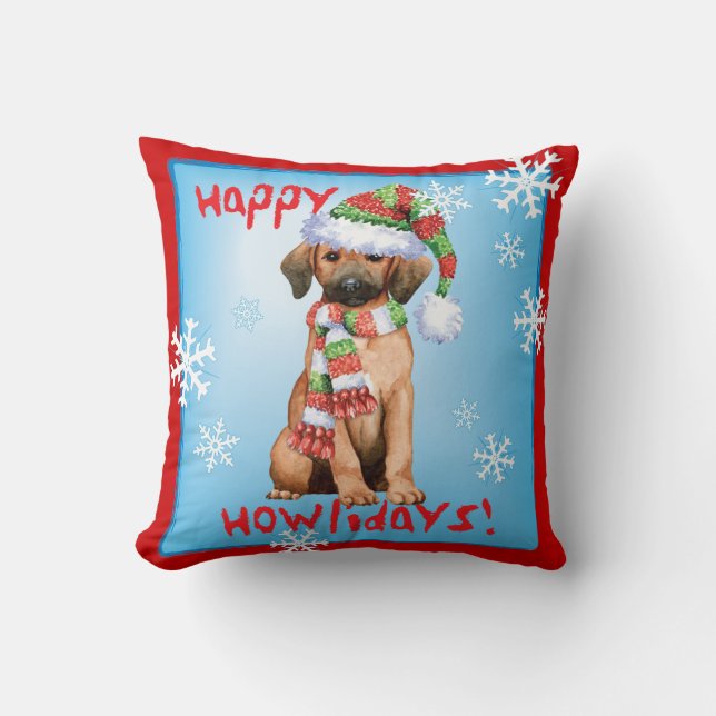 Coussin Happy Howlidays Redbone (Recto)