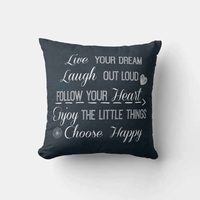 Coussin Happy Life Rules Citations Affirmations (Recto)