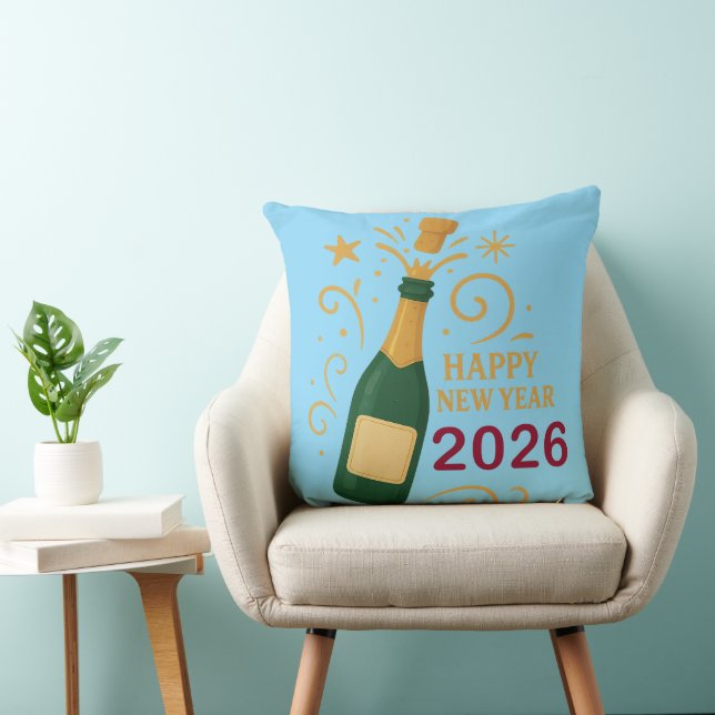 Coussin Happy New Year 2026 Champagne | Throw Pillow 20" (Chaise)