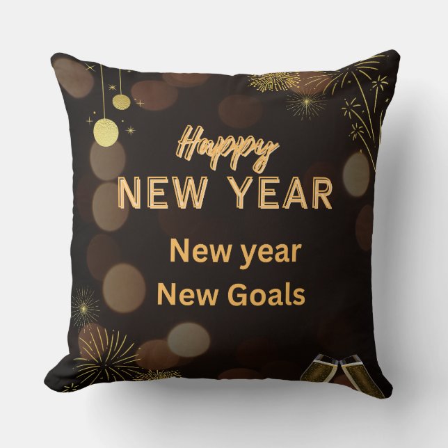 Coussin Happy new yearThrow Pillow design.instant download (Recto)