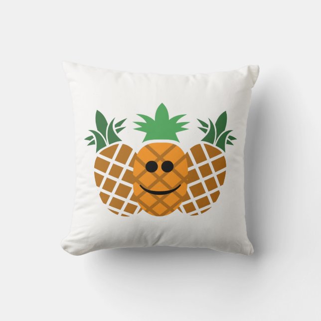 Coussin Happy Pineapple Design - Polyester Throw Pillow, T (Recto)