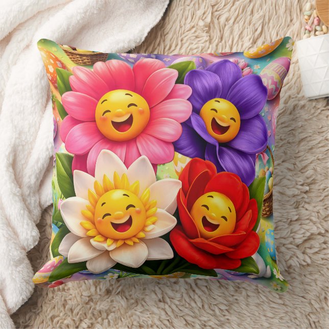 Coussin Happy smiling spring flowers (Couverture)