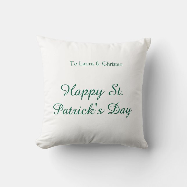 Coussin Happy St. Patrick's day green name date simple min (Recto)
