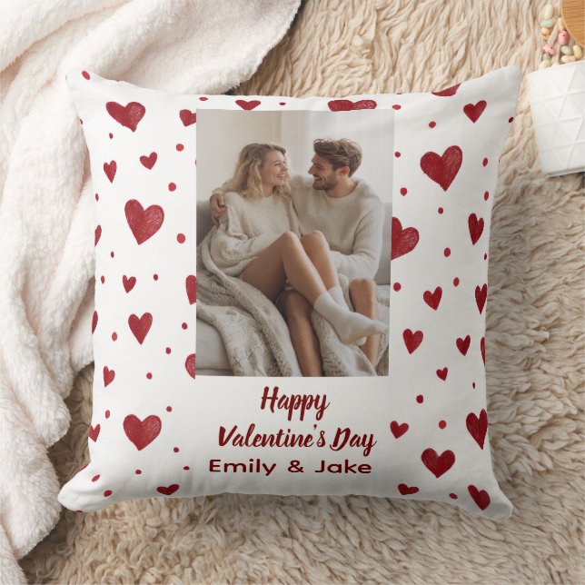 Coussin Happy Valentine's Day | Custom Photo Pillow (Couverture)