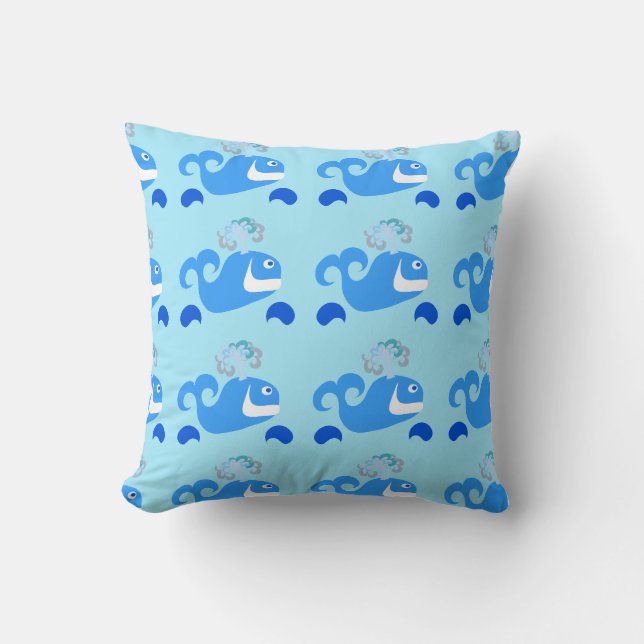 Coussin Happy Whale amusant Cartoon Ocean Animal Motif (Recto)