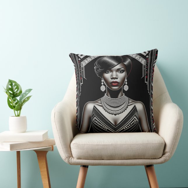 Coussin Harlem Renaissance années 1920-1930 Art Déco-Anne (Chaise)