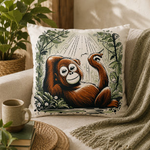 Coussin Harmonie de la Jungle : Inspiré de l'Orang-outan