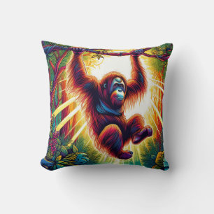 Coussin Harmonie de la jungle : inspirée par l'Orangoutan