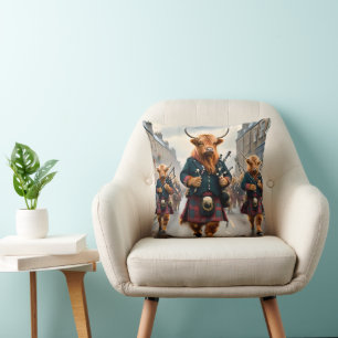 Coussin Harmonie des Highlands : groupe de vaches highland