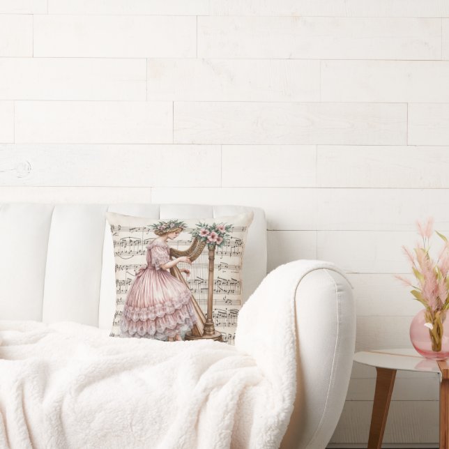 Coussin Harpiste D'Âge Doré Sur Partition (Canapé)