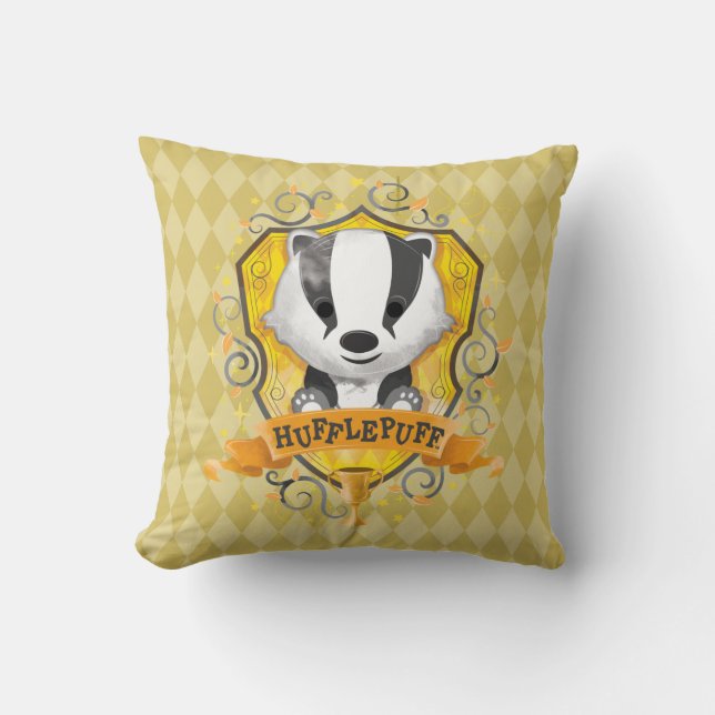 Coussin Harry Potter | Charme HUFFLEPUFF™ Crest (Recto)
