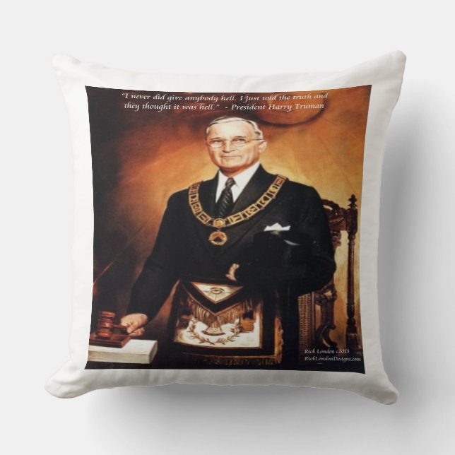 Coussin Harry Truman Citation "Donne-Moi L'Enfer" (Recto)