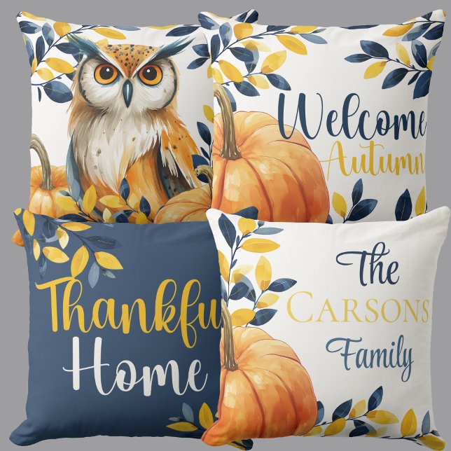 Coussin Harvest Owl & Autumn Glow réversible (Créateur téléchargé)