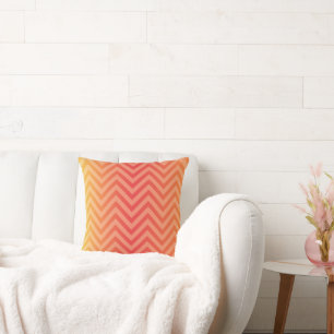 Coussin Haut Été Coucher de Soleil Vintage Chevron Rayures