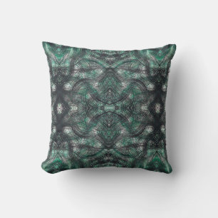 Coussin Hauteurs d'art abstrait aquarelle vert foncé