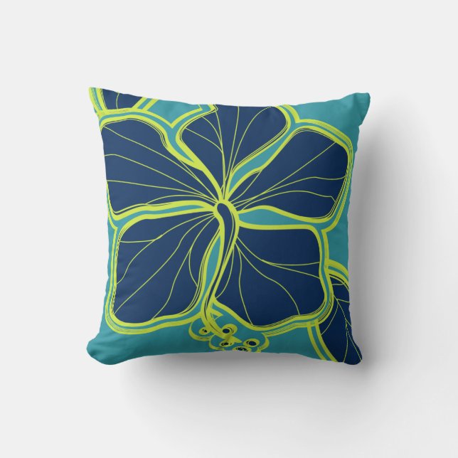 Coussin hawaïen de carré de réversible de ketmie (Recto)