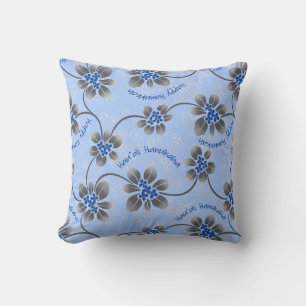 Coussin Hawaiian Holly Hanoukka Blue Floral