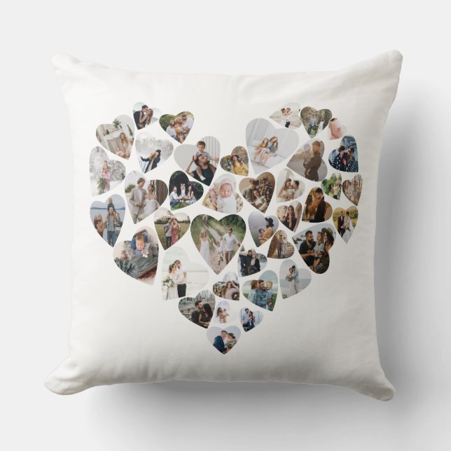 Coussin Heart Photo Collage 39 Photos Saint-Valentin (Recto)