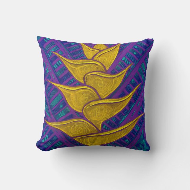 Coussin Heliconia Flowers Tropique Botanique Téméraire Art (Recto)