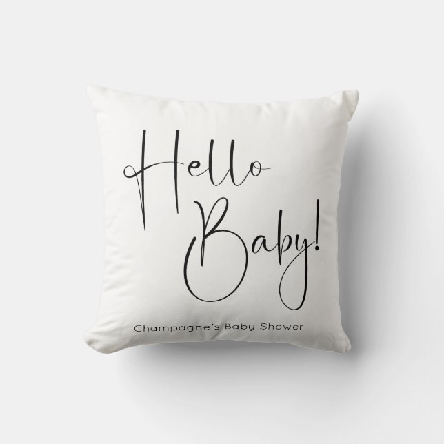Coussin Hello Baby Modern Script Baby shower (Recto)
