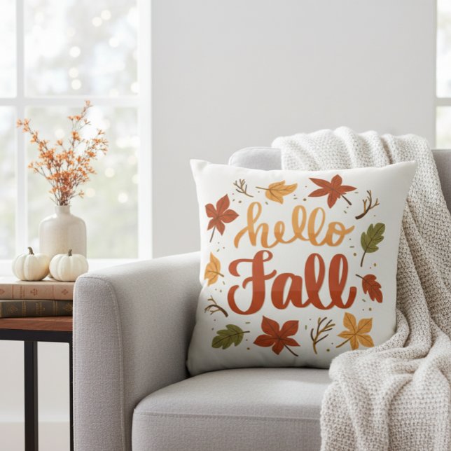 Coussin Hello Fall Decorative Throw Pillow with Lettering (Créateur téléchargé)