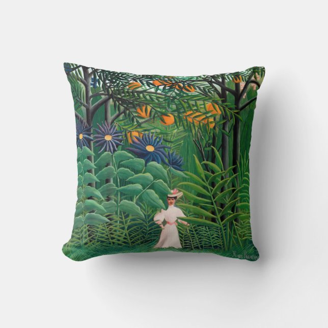 Coussin Henri Rousseau - Une femme marche dans une forêt e (Recto)