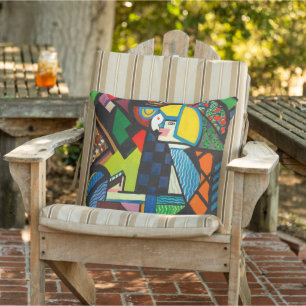 Coussin Henry Lyman Sayen Peinture fille dans un Rocker