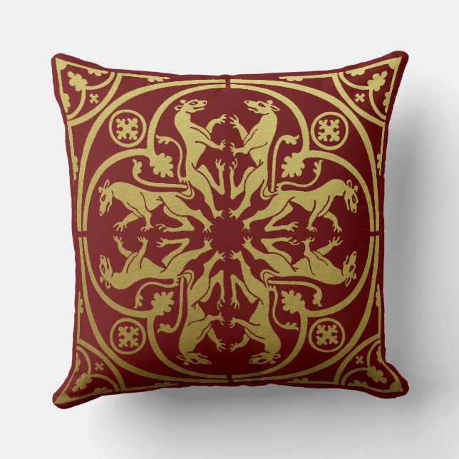 Coussin Herald de la Renaissance médiévale Lion Leopard Me (Verso)