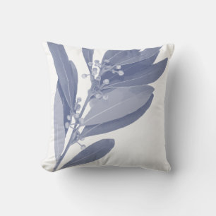 Coussin Herbes botaniques Abstraites en Indigo Bleu et Bla