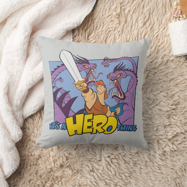 Coussin Hercules vs Hydra - It's a HERO Thing Throw Pillow (Couverture)