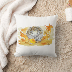 Coussin Hérisson Dans Les Feuilles D'automne