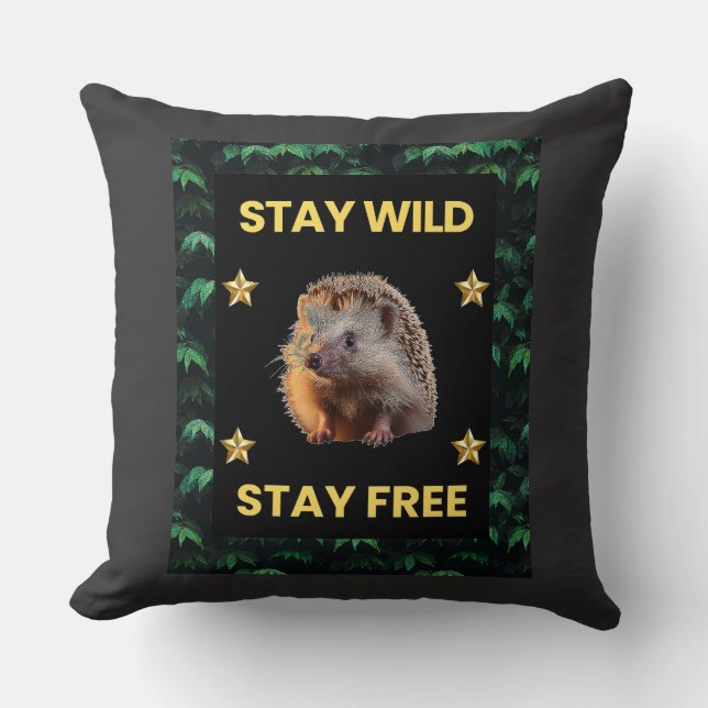 Coussin Hérisson - Restez en liberté (Recto)