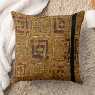 Coussin Héritage africain • Tissu Kuba beige et marron