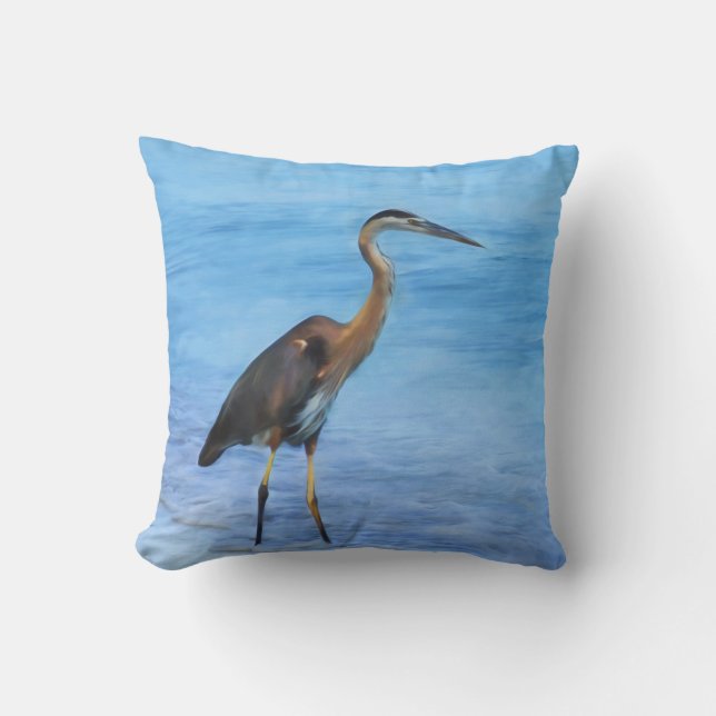 Coussin Héron de grand bleu, personnalisable (Recto)