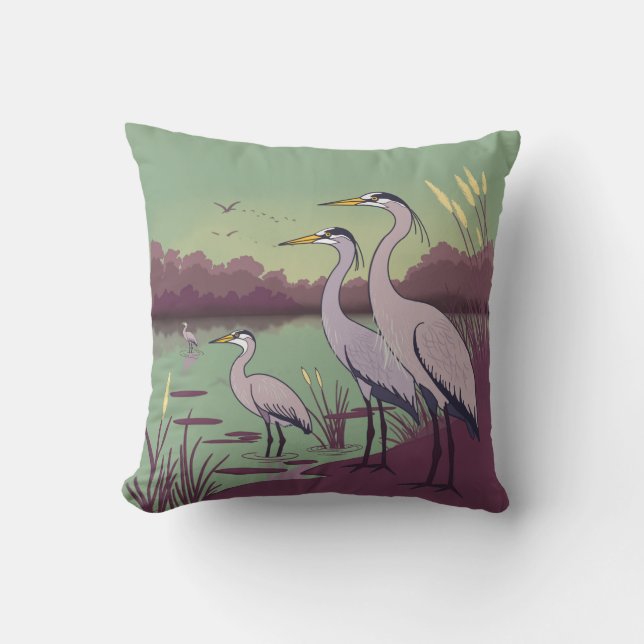 Coussin Herons by the Lake (Recto)
