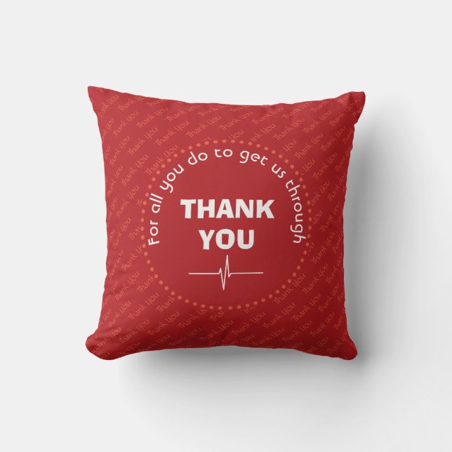 Coussin Héros de la santé du MERCI personnalisé ROUGE (Recto)