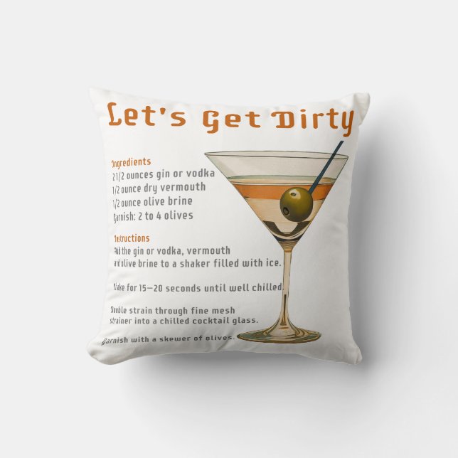 Coussin Heure de cocktail Obtenons une recette de martini  (Recto)