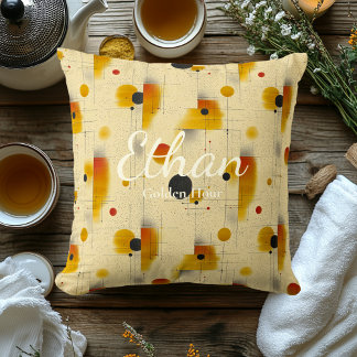 Coussin Heure d'or - Or et crème Accent géométrique