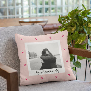 Coussin Heureuse Sainte-Valentin   Coeur rose et rouge   C