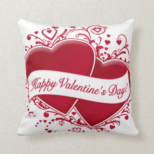 Coussin Heureuse Sainte-Valentin ! Coeurs rouges